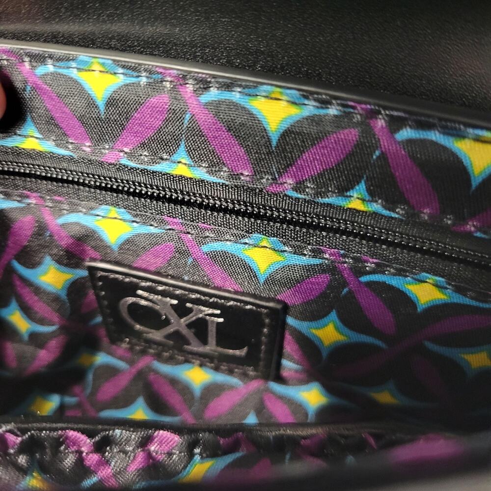 CXL by Christian Lacroix Crossbody Bag Womens Black Laine Matte Patent Purse - Picture 9 of 16
